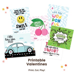 Printable Valentine&#39;s Day Tags - Set of 6 Adorable Designs