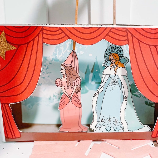 Snow Queen Puppet Theater Printable PDF Kit - Printable Paper Theatre • Acting Dramatic Play for Kids • Ballet Printable • Nutcracker Stage