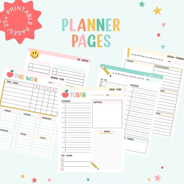 Printable Planner 25+ Homeschool Planner Pages • 2023-2024 Planner Pages • Homeschool Schedule & Calendar • Printable Homeschool Planner