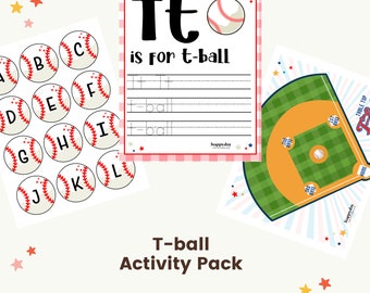 T-ball Activity Pack • Tee-ball Activity Sheets • T-ball Game • Printable activity pages for kids • Tee-Ball crafts • T ball Birthday Prints