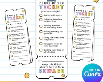 You Were Caught... Proud of You Tickets – Positive Behavior Notes for Students - Editable Student Reward Notes - Editable Teacher Note Home