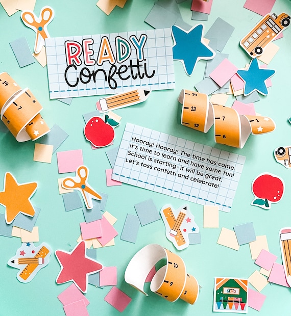 Ready Confetti • Back to School Celebration • First Day of School Party • First Day of School Printable Confetti • Night Before School