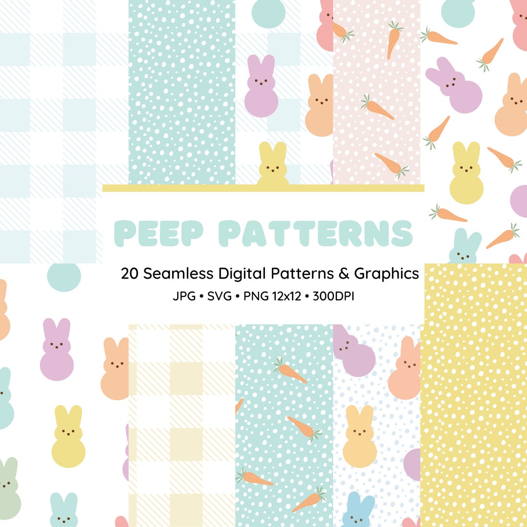 20 Easter Peeps Seamless Digital Patterns • Digital Papers • Easter ...
