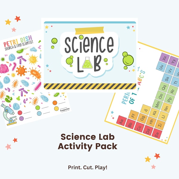 Science Lab Printable Pack • Mad Scientist Party • Science Activities for Kids • Printable Science Activity Pack • STEM learning pack