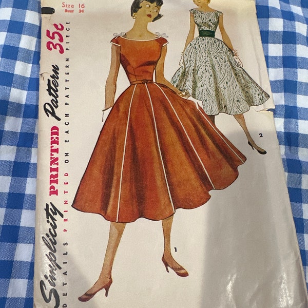 1950s Size 16 simplicity Dress Pattern 4674