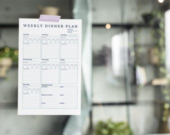Planificador semanal de cenas / PDF de planificación de comidas / Organizador de comidas imprimible + Guía de preparación de comidas
