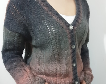 Cardigan in oversized style wool Lang Yarns handmade