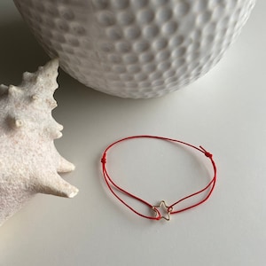 Star Bracelet - Red Silk Star - Silver Star Bracelet - Gold Star Bracelet
