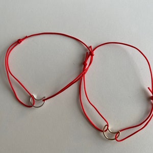 Moon Bracelet - Red Silk Moon - Silver Moon Bracelet - Gold Moon Bracelet - Adjustable Bracelet
