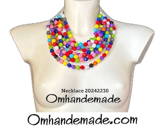 20242230 Colorful necklace, layered multi-strand choker necklace multicolor relief bib necklace leather suspender collar necklace