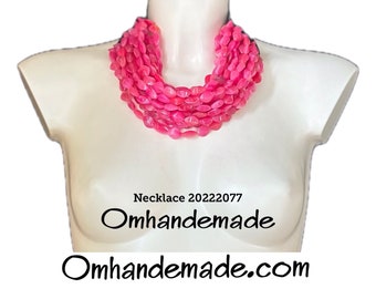 20222077 fuchsia necklace multi-strand necklace layered necklace beaded necklace bib necklace choker necklace maxi statement necklace