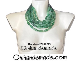 20242215 Green necklace bib necklace multi-strand necklace beaded layered necklace olive green choker necklace statement necklace
