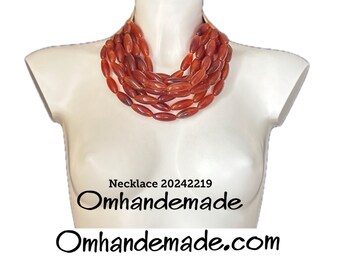 20242219 Hazelnut necklace multi-strand necklace bib necklace beaded necklace layered necklace chunky necklace statement necklace