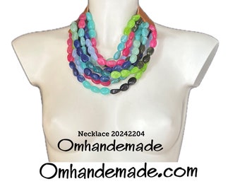 20242204 Colorful necklace layered multi-strand choker necklace relief chunky bib necklace F. Baldwin style necklace by OMHANDeMADE