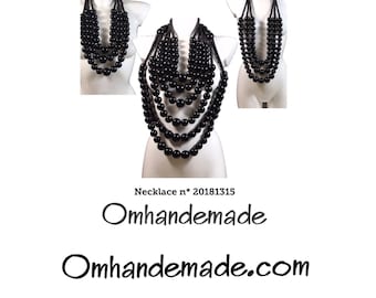 20181315 Black necklaces long wooden necklace multi-strand necklace double necklace big bead necklace necklace without clasp gag necklace