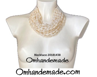 20181438 cream necklace butter necklace bib necklace multistrand necklace multilayer necklace relief necklace necklace with stretch bracelet