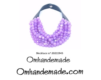 20211945 lilac necklace, gag necklace, multi layer relief necklace, wisteria necklace, choker necklace, necklace with large lilac beads