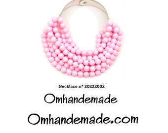 20222002 pink necklace, choker necklace multi-strand necklace multi-layer necklace beaded collar necklace chunky necklace statement necklace