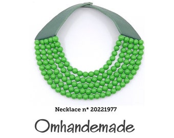 20221977 Green Necklace Multistrand Choker Necklace Collar Necklace Bib Necklace Meadow Green Necklace Large Beaded Necklace for Women