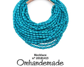 20181413 turquoise wood necklace transformable necklace multilayer necklace maxi necklace double necklace overlapping necklaces bib necklace