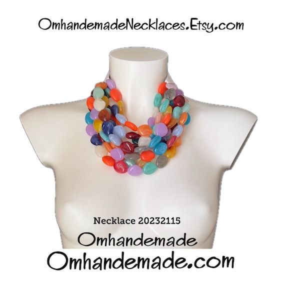 20232115 colorful necklace multistrand necklace relief layered necklace maxi necklace bib necklace chunky necklace statement necklace