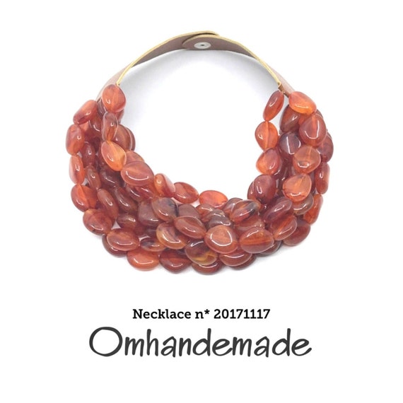 20171117 Bib necklace gianduja brown necklace choker necklace multistrand necklace layered necklace beaded necklace chunky necklace