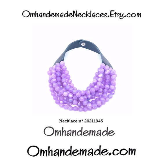 20211945 lilac necklace, gag necklace, multi layer relief necklace, wisteria necklace, choker necklace, necklace with large lilac beads