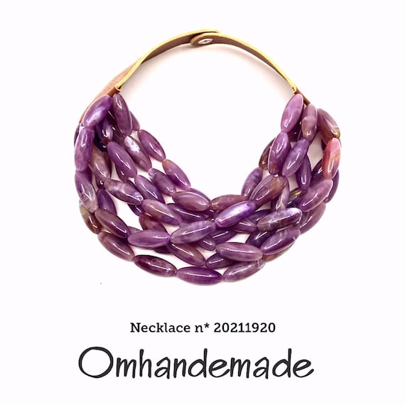 20211920 Purple necklace layered multi-strand necklace relief resin and leather necklace women's necklace bib necklace statement necklace
