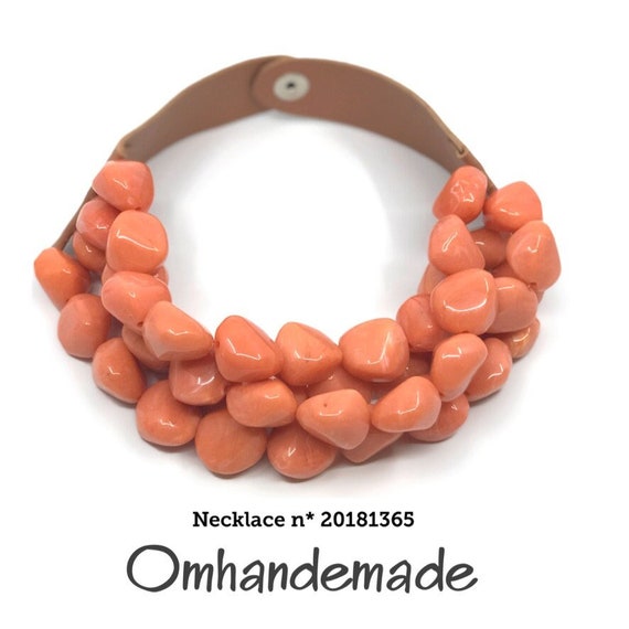 20181365 Orange necklace bib necklace choker necklace multistrand necklace layered necklace beaded necklace chunky necklace maxi necklace