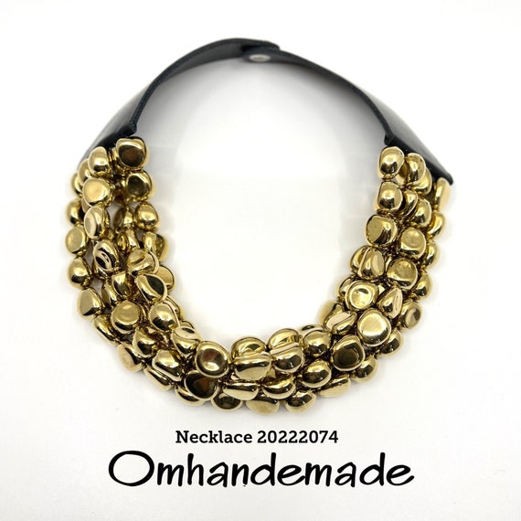 20222074 golden necklace bib necklace choker necklace multistrand necklace layered necklace beaded necklace leather collar necklace