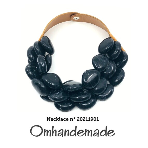 20211901 Black choker necklace maxi necklace multi strand layered beaded necklace chunky bib necklace, statement necklace