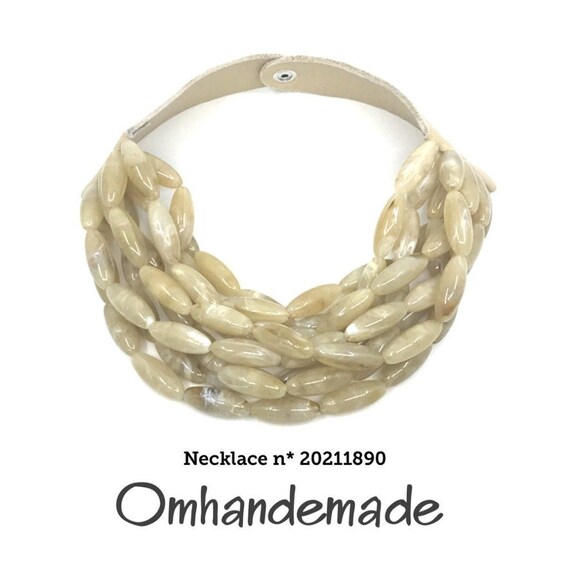 20211890 Beige Necklace Multi Strand Necklace Bib Necklace Beaded Necklace Layering Necklace Chunky Necklace Statement Necklace for Her