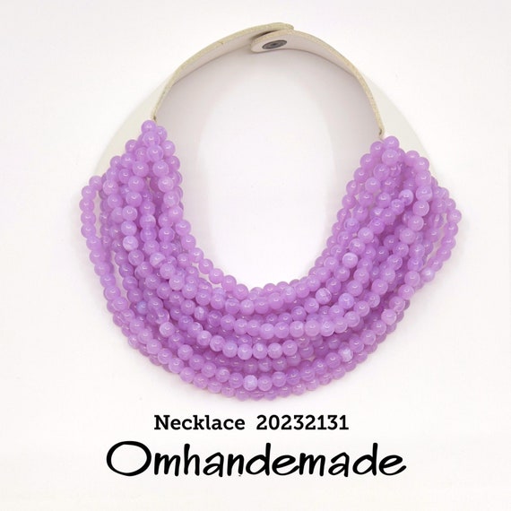 20232131 wisteria necklace, lilac necklace, gag necklace multi-strand layered relief necklace, choker necklace, maxi necklace