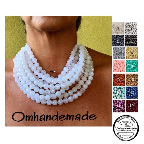 Customizable Necklace, Multi-Strand Necklace Bib Necklace Layered Choker Beaded Leather Collar Statement Necklace