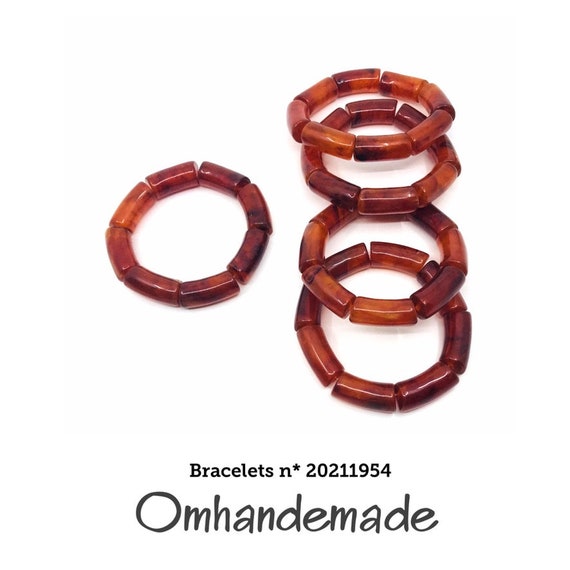 20211954 Hazelnut bracelets set of 3 bracelets adjustable resin bracelet with elastic maxi bracelet stretch bracelet gift idea for her