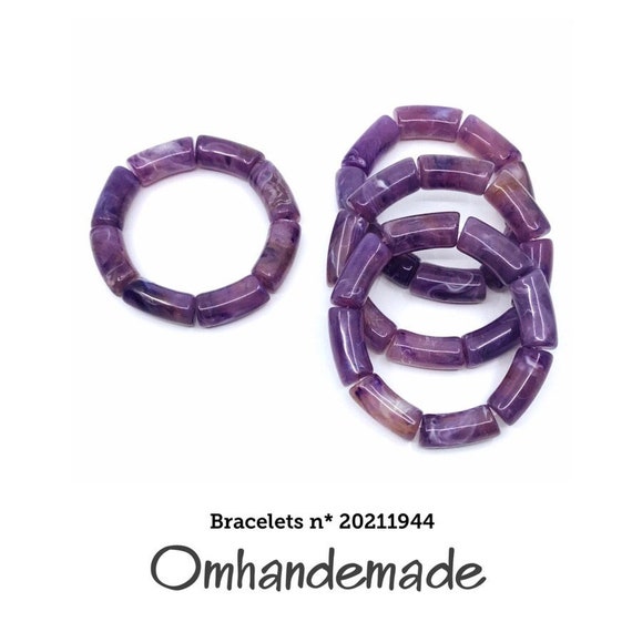 20211944 Purple resin bracelet pair of bracelets, adjustable resin bracelets with elastic inner diameter 7.5 cm tretch bracelet