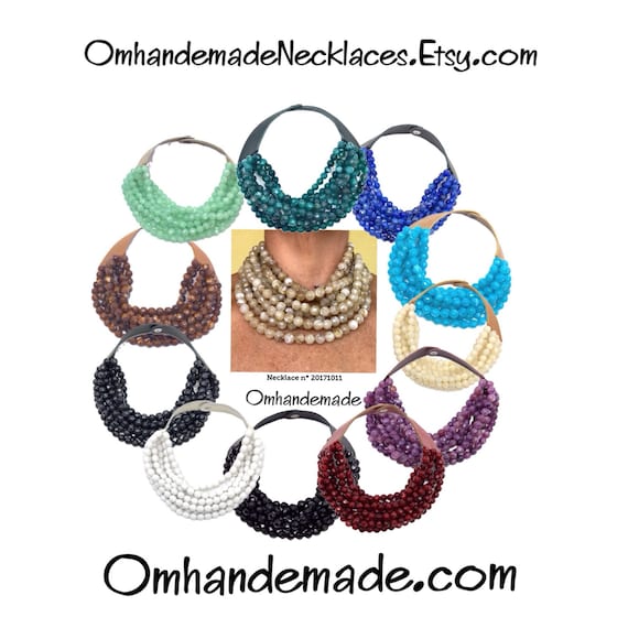 Multi Strand Necklace Bib Necklace Beaded Layering Necklace, Statement Necklace, Customizable Fairchild Baldwin Style Necklace