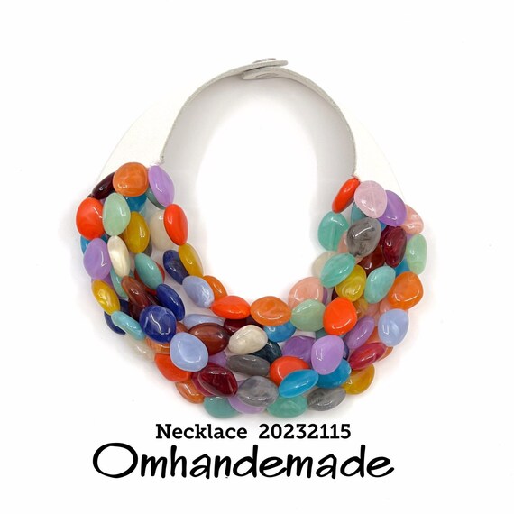 20232115 colorful necklace multi strand necklace layered necklace beaded necklace maxi bib necklace chunky necklace statement necklace