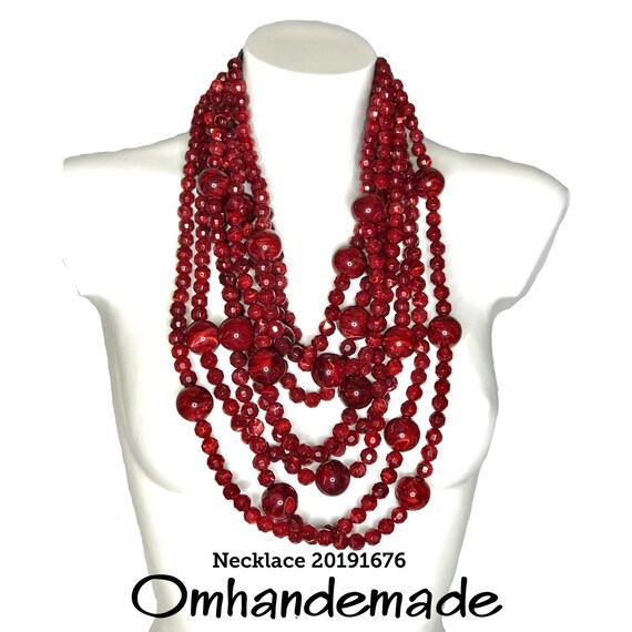 20191676 Collana bordeaux amaranto collana bavaglino collana multifilo collana stati rilievo collana maxi per lei collana dichiarazione