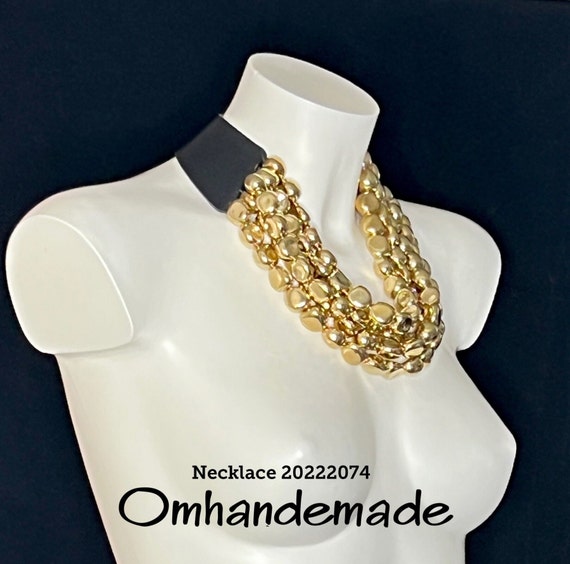 20222074 golden necklace bib necklace choker necklace multistrand necklace layered necklace beaded necklace leather collar necklace