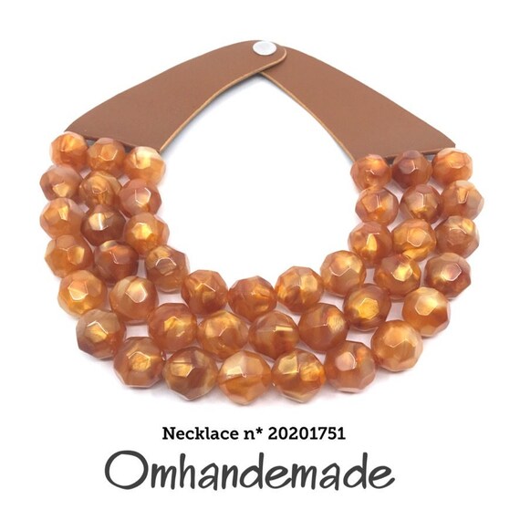 20201751 Yellow ocher necklace Bib necklace Multi-strand necklace Collar necklace Maxi necklace Big beaded necklace Maxi necklace for her
