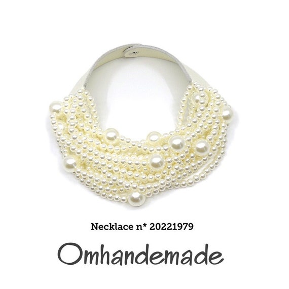20221979 Pearl necklace cream necklace bib necklace multistrand necklace multilayer necklace beaded necklace pearl choker necklace for her