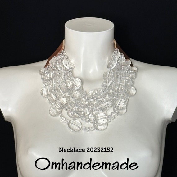 20232152 transparent necklace bib necklace maxi choker necklace layered multi-strand necklace in relief statement necklace