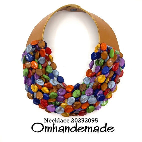 20232095 colorful necklace bib necklace layered multistrand necklace relief choker necklace maxi necklace chunky necklace multicolor necklace