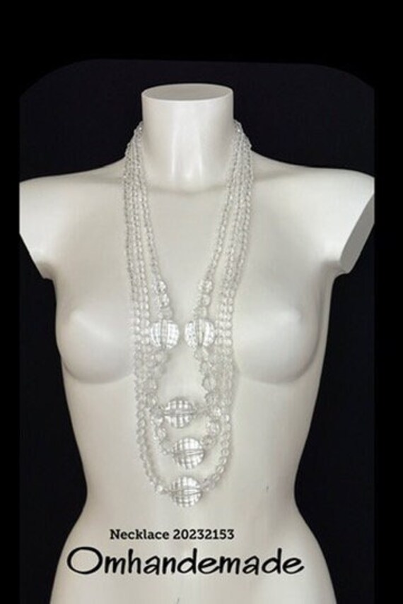 20232153 transparent necklace, 3 strand necklaces multiple necklace necklaces different lengths necklace without clasp statement necklace
