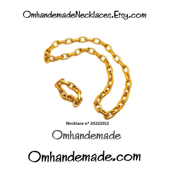 20222012 golden necklace, chain necklace, chunky link necklace, assembled ring necklace, transformable necklace, statement necklace