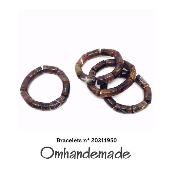 20211952 brown bracelets elastic and resin bracelet thick bracelet, large wrist bracelet stretch bracelet gift idea for her