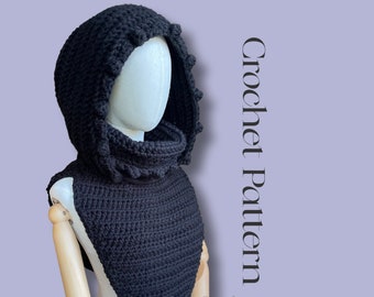 Tiktok Hooded Cowl | PDF | Crochet PATTERN | Digital download | hooded cowl with panels | English and French