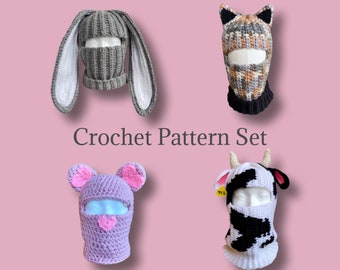 Balaclava Pattern Bundle || Animal Balaclavas || PDF Crochet Patterns || digital download | English