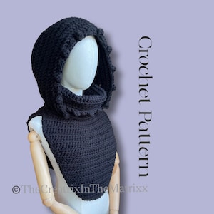 Tiktok Hooded Cowl | PDF | Crochet PATTERN | Digital download | hooded cowl with panels | English and French